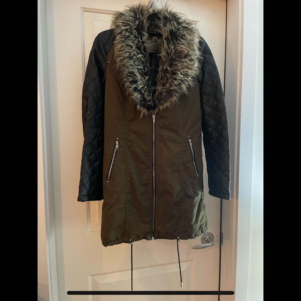 Faux fur trim coat